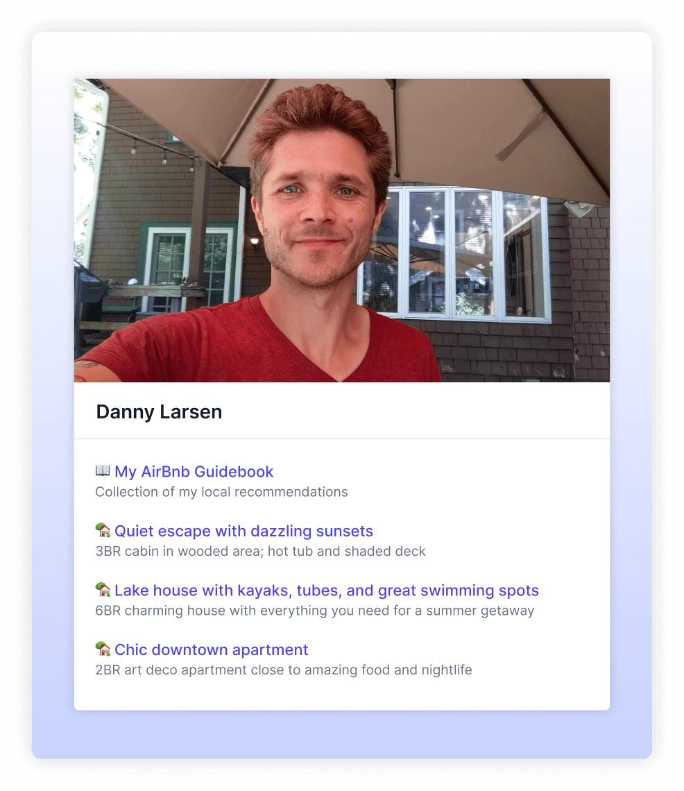 Example AirBnb host Snaptro page