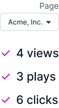 Sample stats for views, plays, and clicks